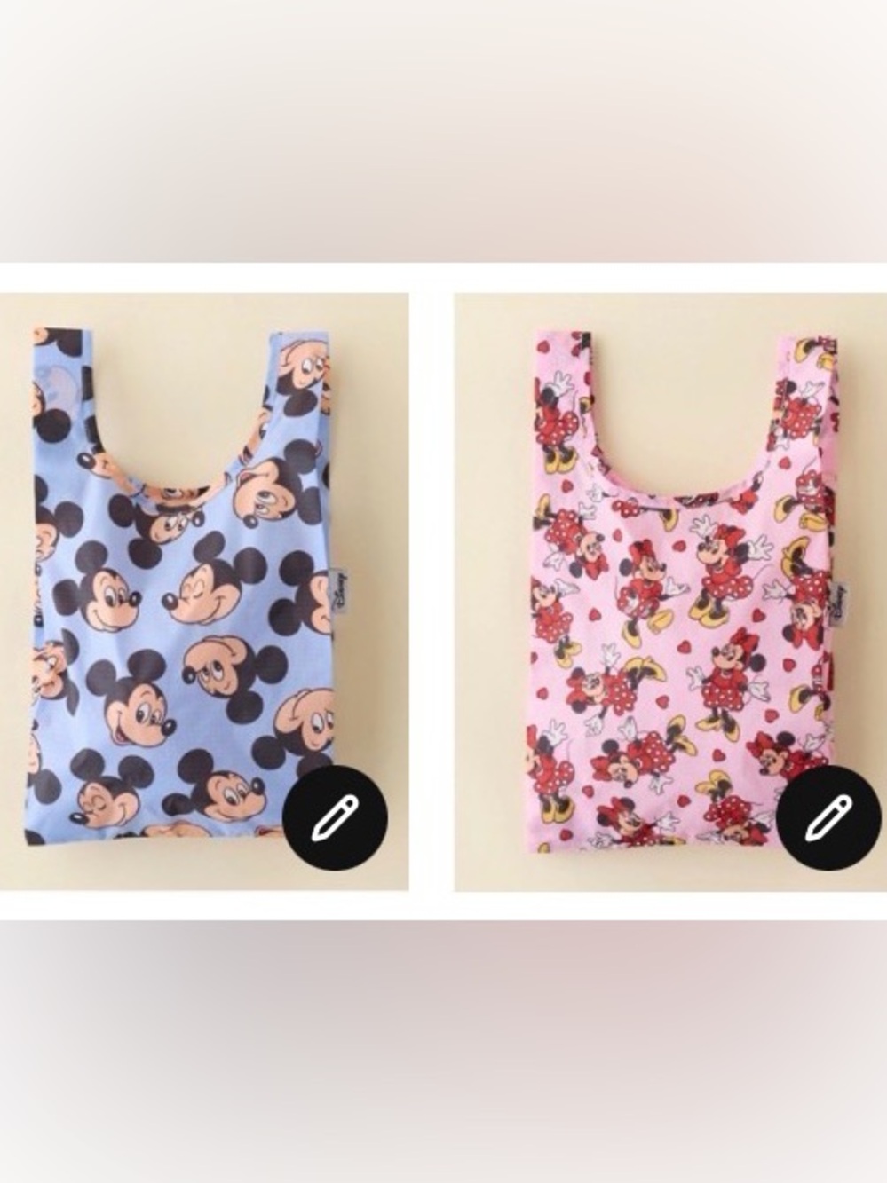 2x BAGGU STANDARD BAGGU BAGS IN DISNEY MICKEY AND MINNIE NWT / NEW